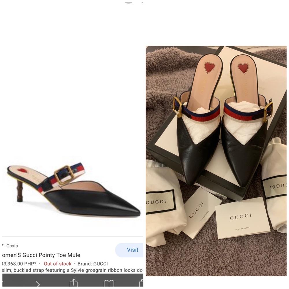 100% authentic $940 GUCCI leather mules Size 5.5
